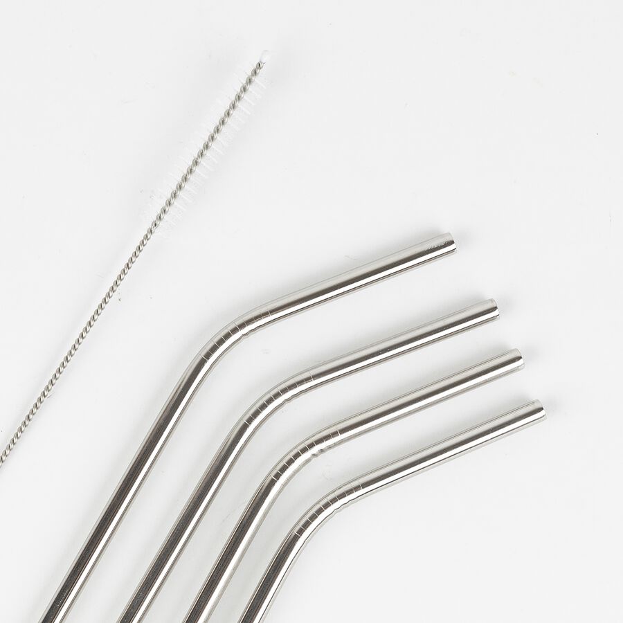 Set de 4 pajitas de acero inoxidable con cepillo