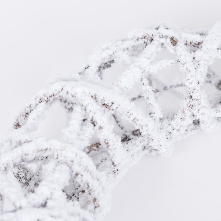 Corona decorativa nevada de ca&ntilde;a con luz LED &Oslash;30cm