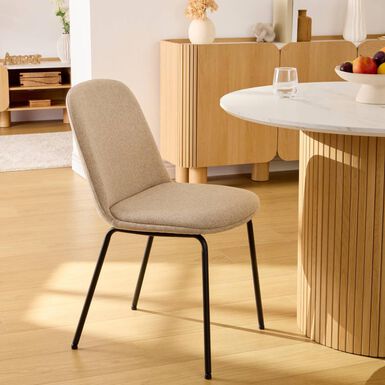 Silla de comedor beige de tela Eron 