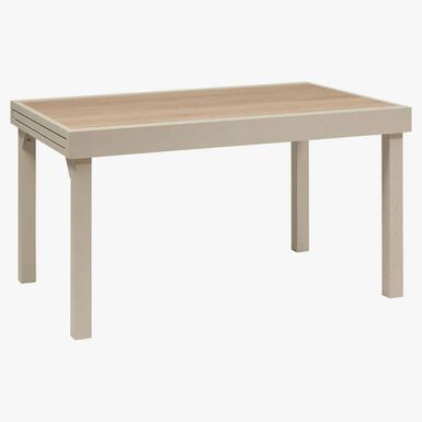 Mesa de comedor de jard&iacute;n extensible de aluminio crema y cristal impreso Piazor 135x90x76cm