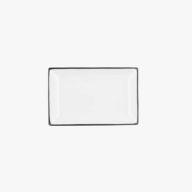 Plato de raci&oacute;n de porcelana con filo negro Oslo 20x13x2cm