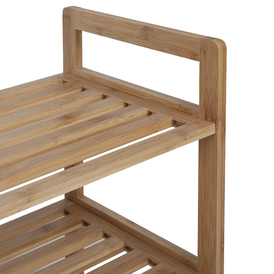 Zapatero con 2 estantes de bamb&uacute; 70x26x40cm