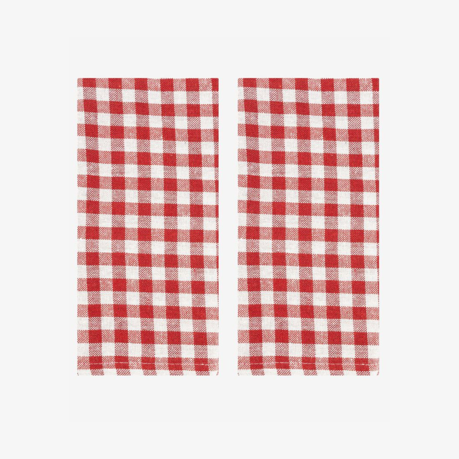 Set de 2 servilletas de algod&oacute;n rojo Vichy43x43cm