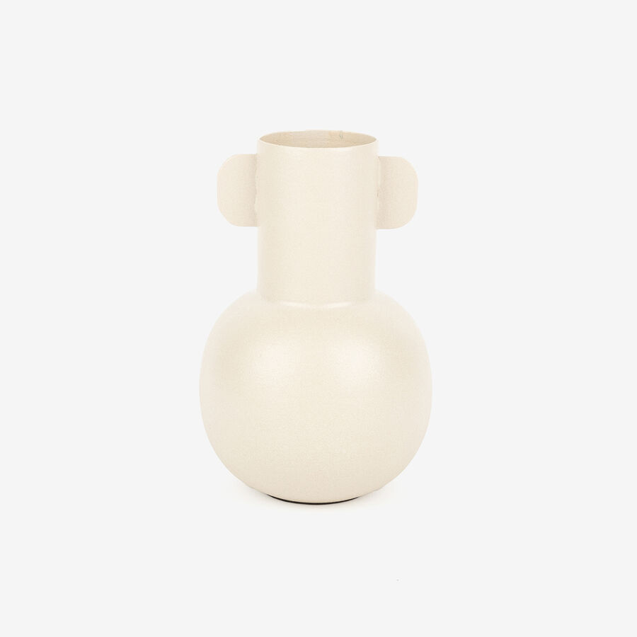 Jarrón de metal beige Vicky Ø10x15,5cm