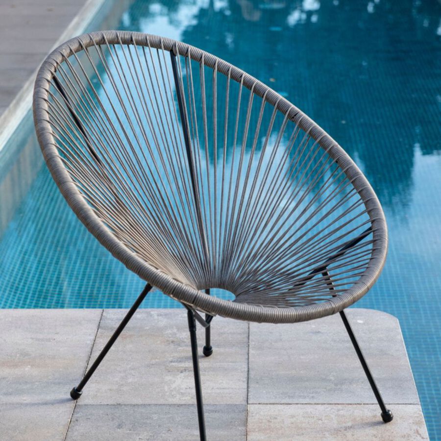 Silla para interior y exterior de rat&aacute;n sint&eacute;tico Acapulco 72x80x83cm