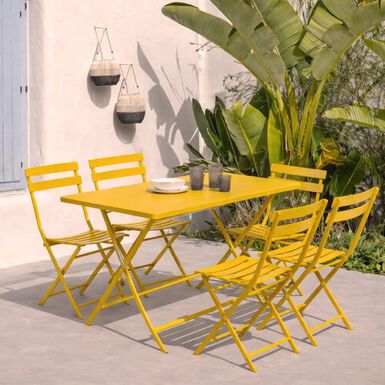 Mesa de jard&iacute;n plegable de acero mostaza Dixie 110x70x71cm
