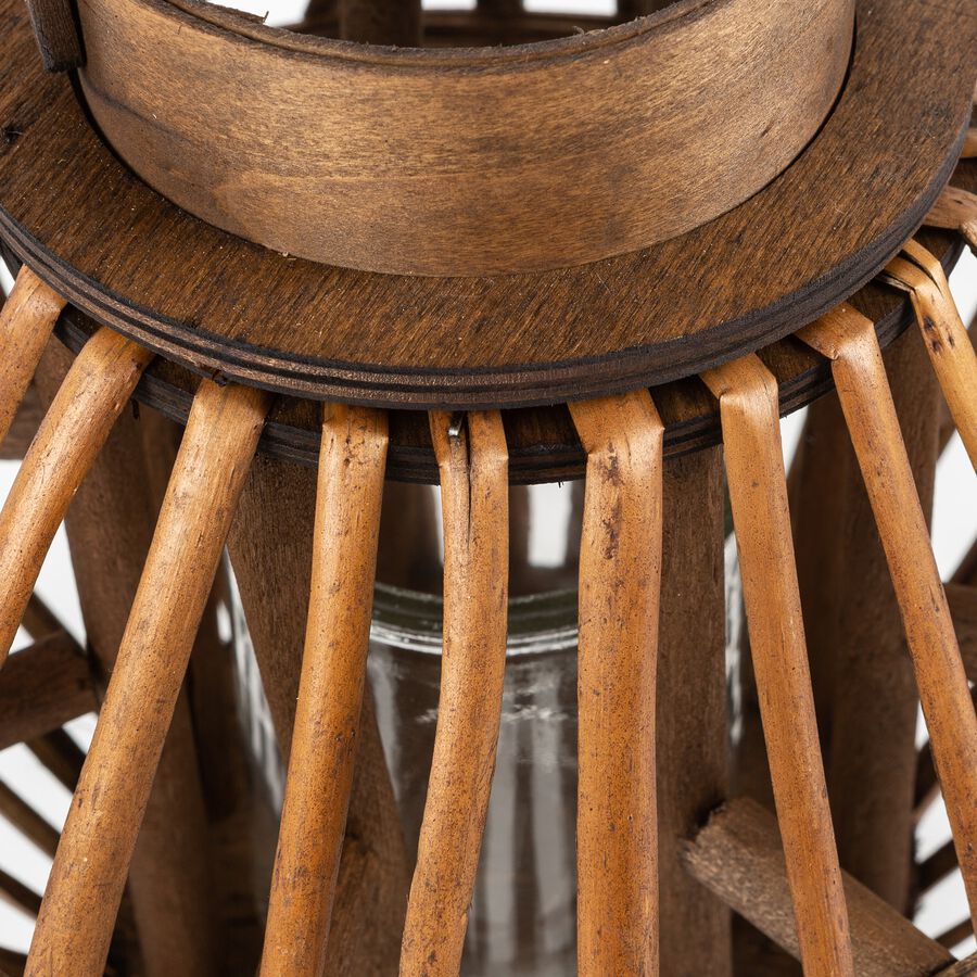 Farol de bamb&uacute; marr&oacute;n Brun &Oslash;24x22cm