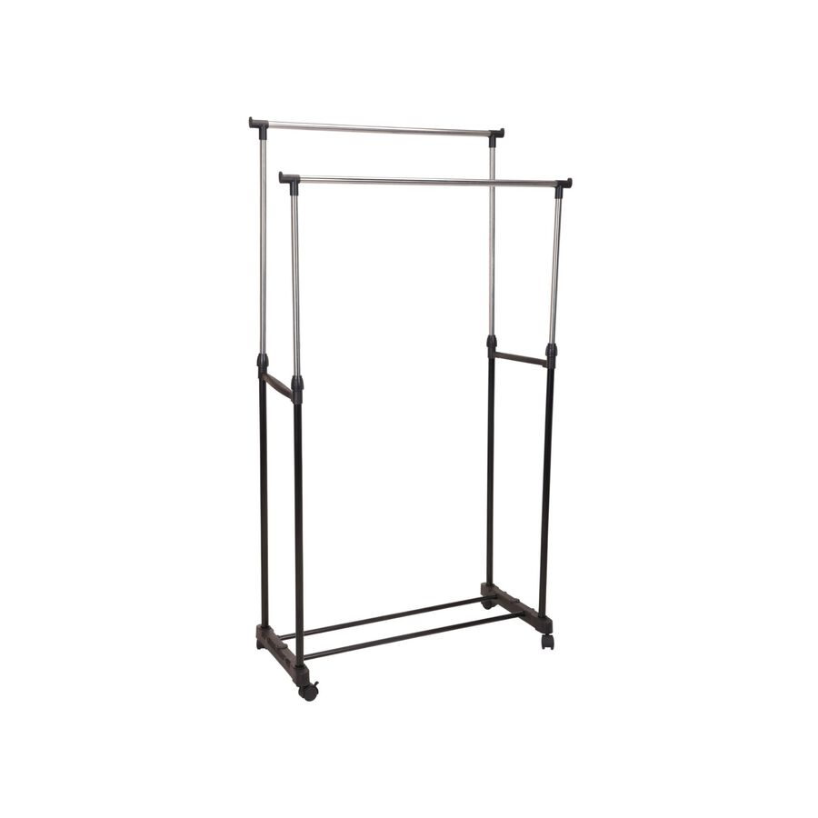 Perchero con 2 barras de acero inoxidable 80x42x90/160cm