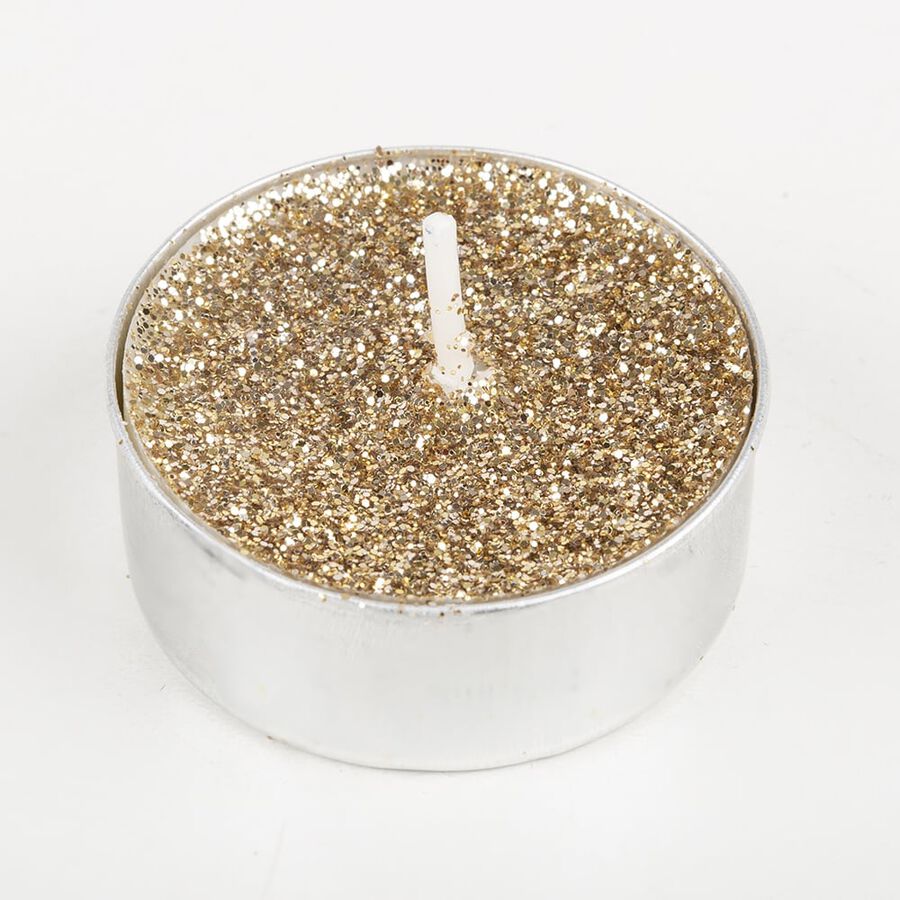 Set de 8 velas tealight doradas con purpurina