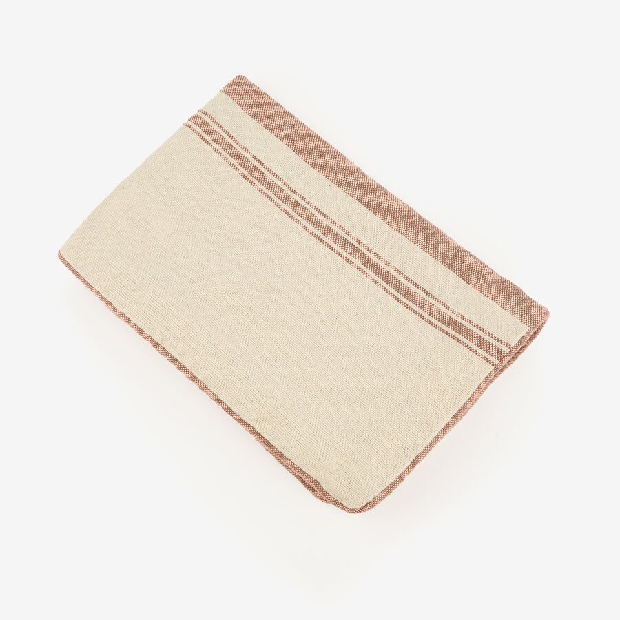 Funda de cojín beige con rayas teja Niza 30x45cm