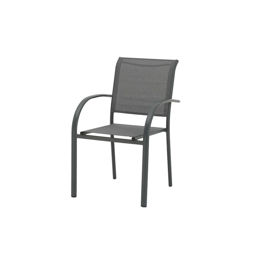 Silla de jardín de aluminio y textilene gris Tabarca 56x62x88cm