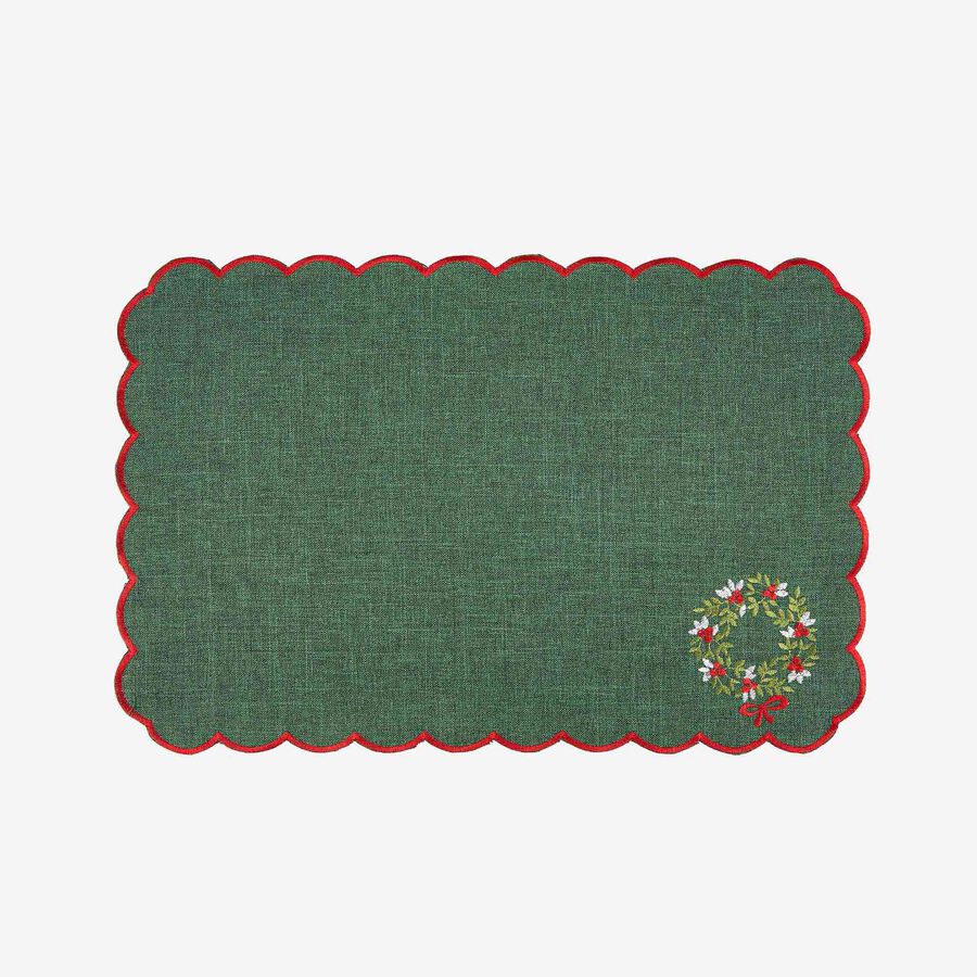 Mantel individual verde Corona Acebo 30x45 Clau&Chloe