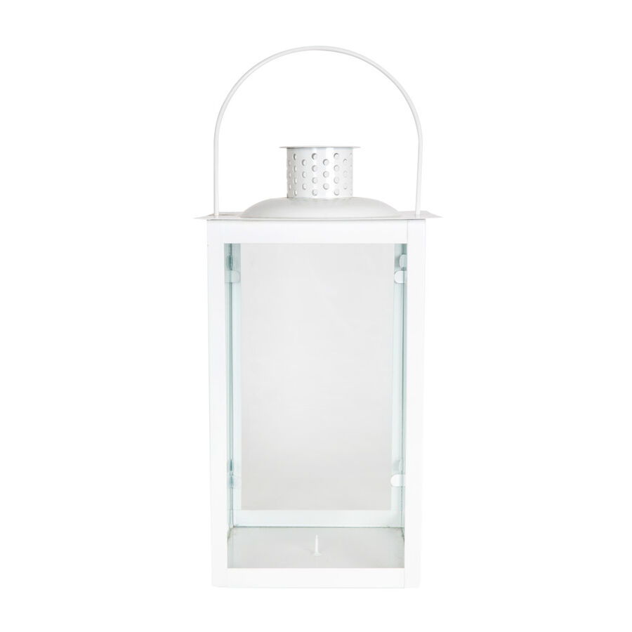 Farol de metal blanco Bish 17x17x30cm
