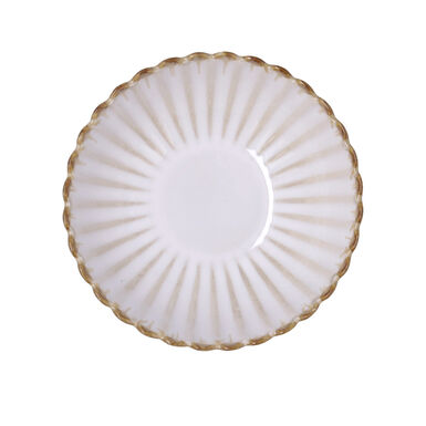 Bol con relieve beige de porcelana Cremier &Oslash;14x5,2cm