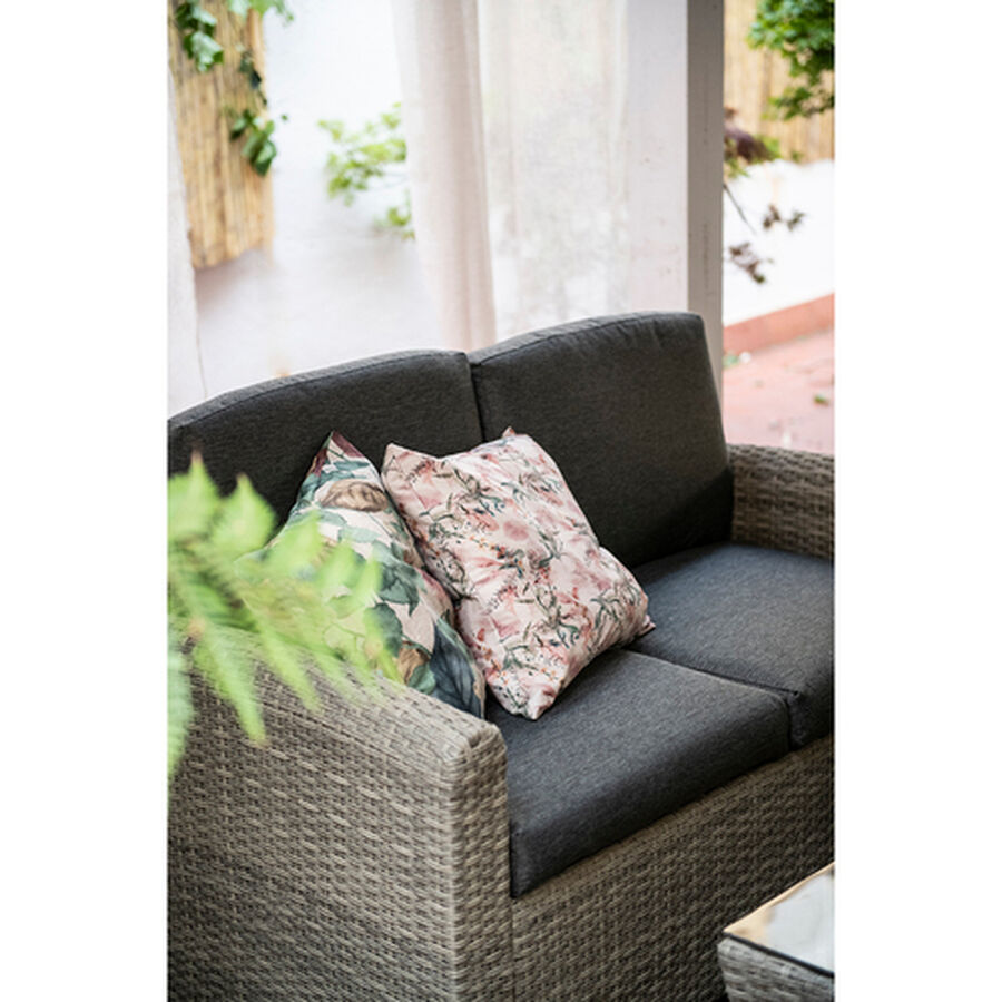 Conjunto de sofás de jardín de 4 piezas de ratán gris 128x76x66cm