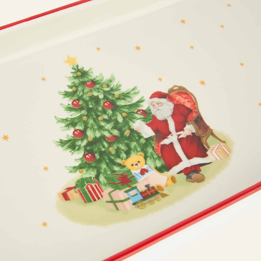 Bandeja de cerámica Santa Claus con árbol 40x15cm