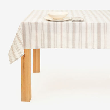 Mantel de algod&oacute;n rayas beige Vieste 150x200cm