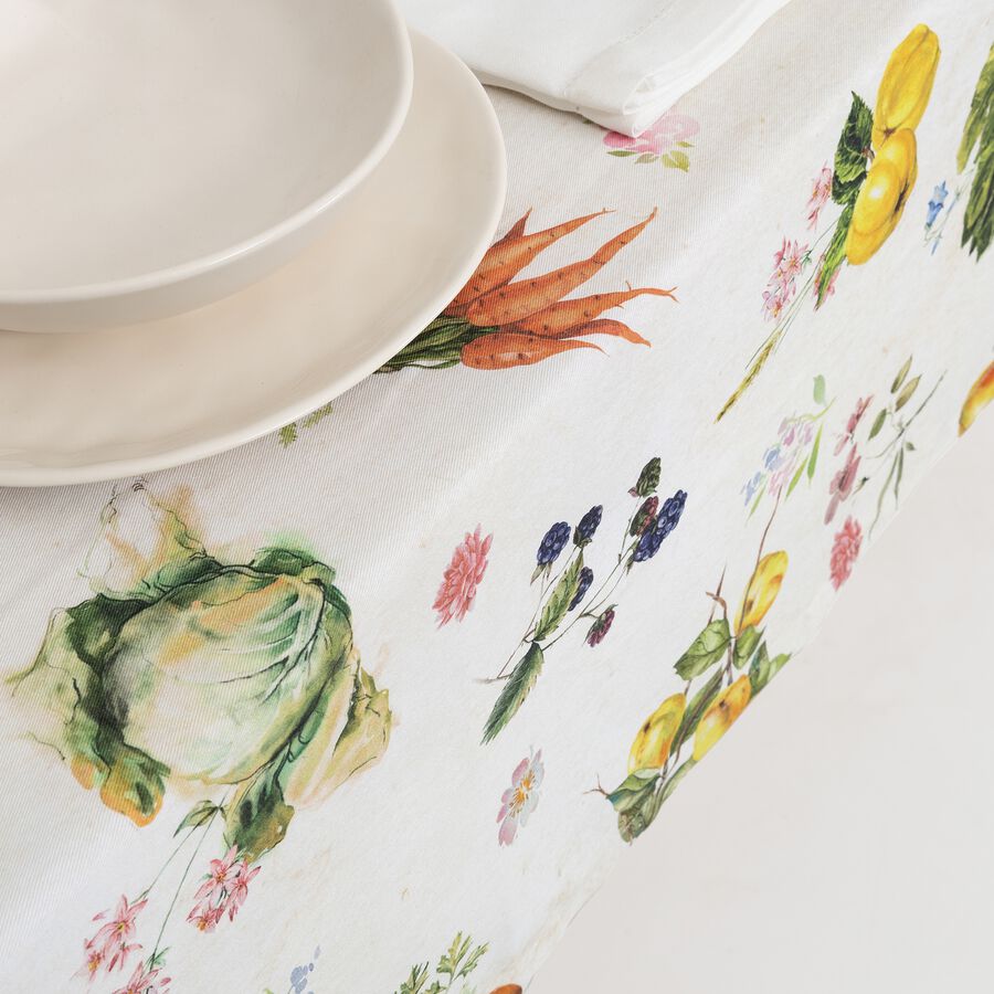 Mantel de algod&oacute;n Verduras 150x150cm