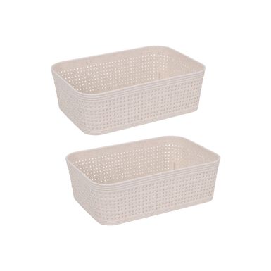 Set de 2 cestas de plástico beige Badet 19x14x6cm