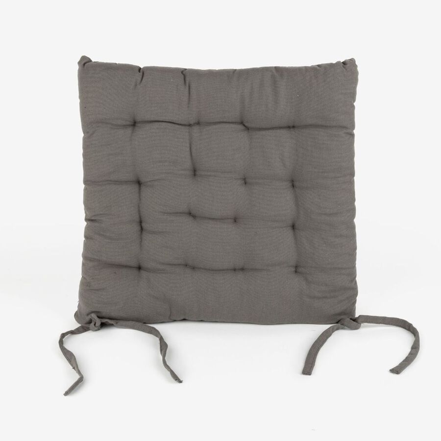 Coj&iacute;n para silla de algod&oacute;n gris 38x38x6cm