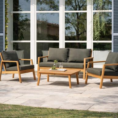 Conjunto de jard&iacute;n para 4 personas de madera de acacia Tiwin