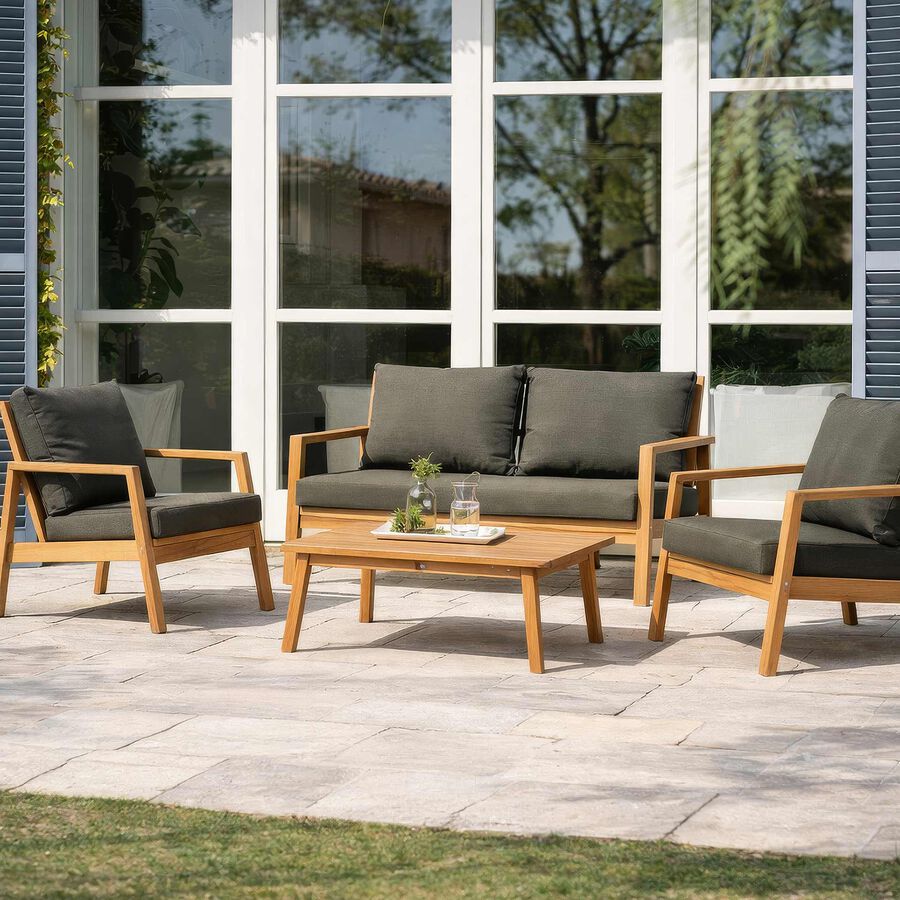 Conjunto de jard&iacute;n para 4 personas de madera de acacia Tiwin