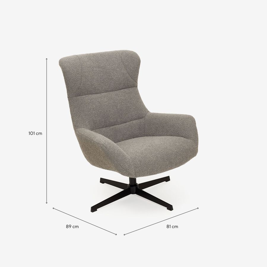 Butaca giratoria gris Celida 81x89x101cm Clau&Chloe