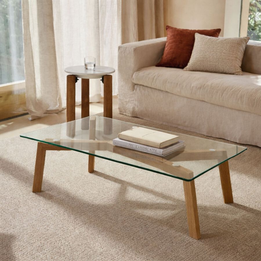 Mesa de centro de cristal Wood Pattern 110x60cm