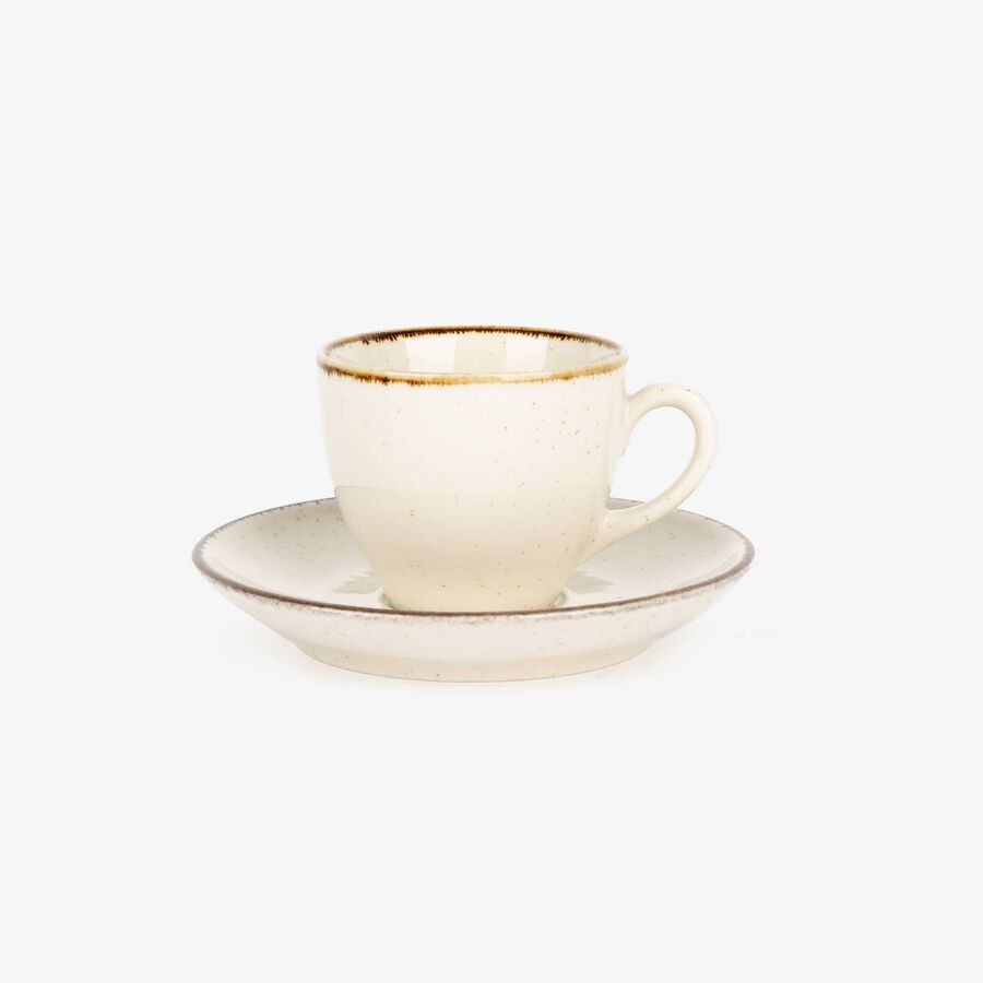 Taza de café con plato marfil de porcelana Olite 9cl