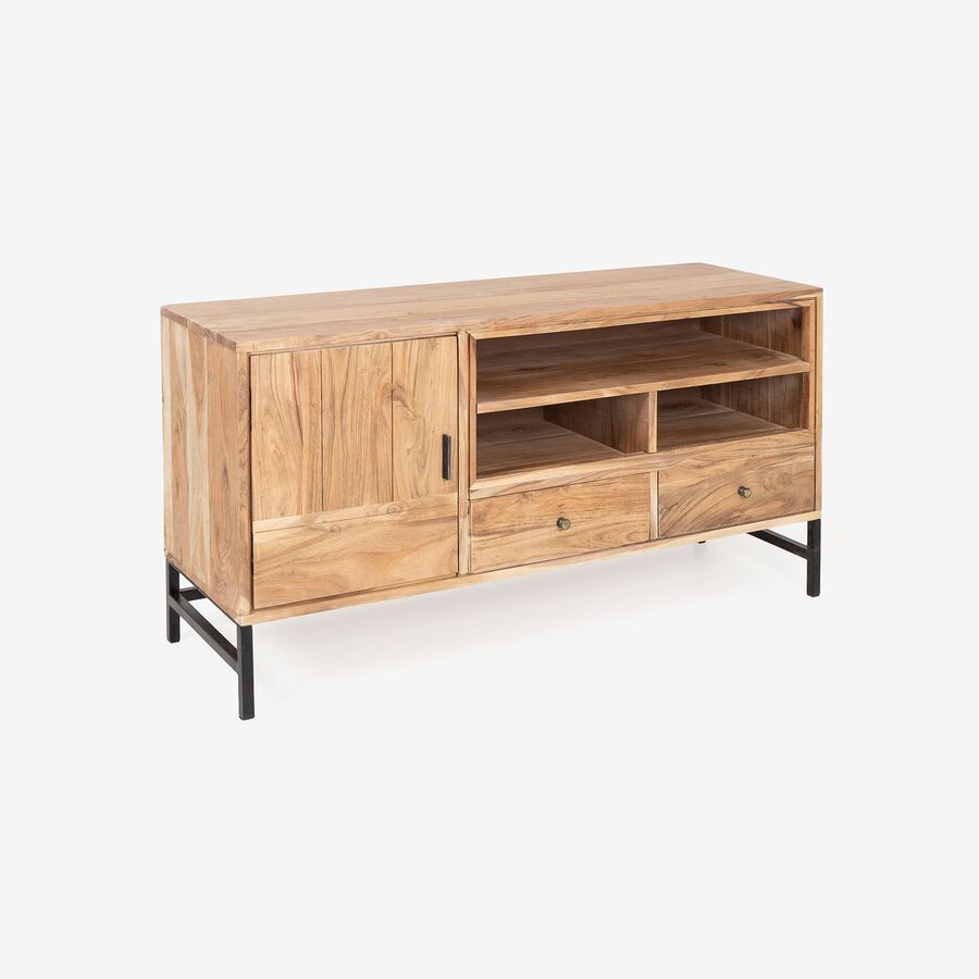 Mueble TV de madera de acacia Tempere 120x40x60cm