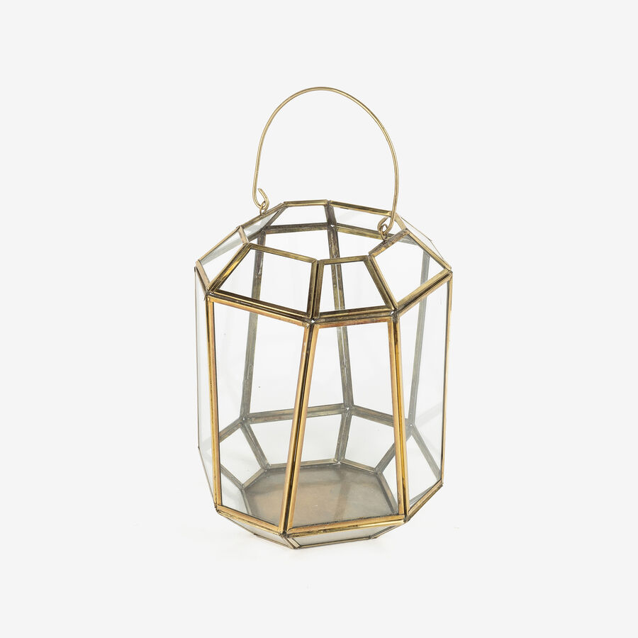 Portavelas de cristal dorado &Oslash;16x20cm