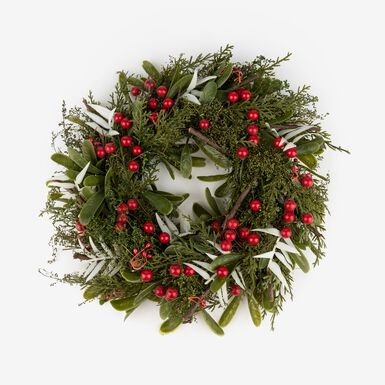 Corona hiedra y bayas rojas &Oslash;33cm