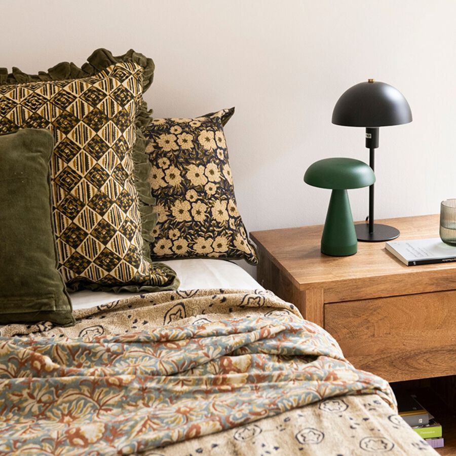 Lámpara de mesa inalámbrica LED recargable verde Seta Ø15x21cm