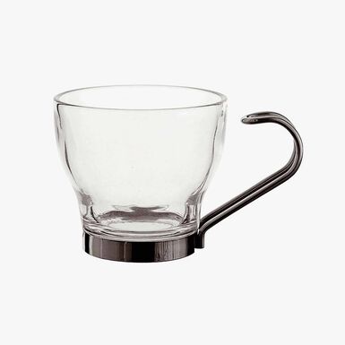 Set 3 Tazas de caf&eacute; de cristal con asa de acero inoxidable Square 11cl