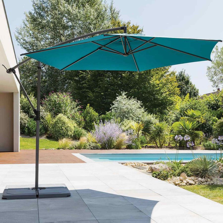 Parasol basculante de acero inoxidable azul Maui 300cm