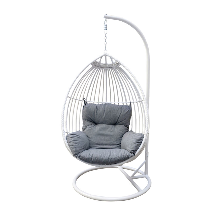 Sillón colgante blanco con cojín gris Summer 98x98x203 cm