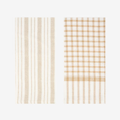 Set de 2 paños de algodón rayas beige Midson 45x65cm