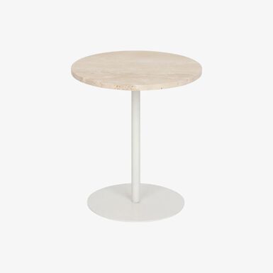 Mesa auxiliar de travertino y metal blanca Travertine &Oslash;40x45cm
