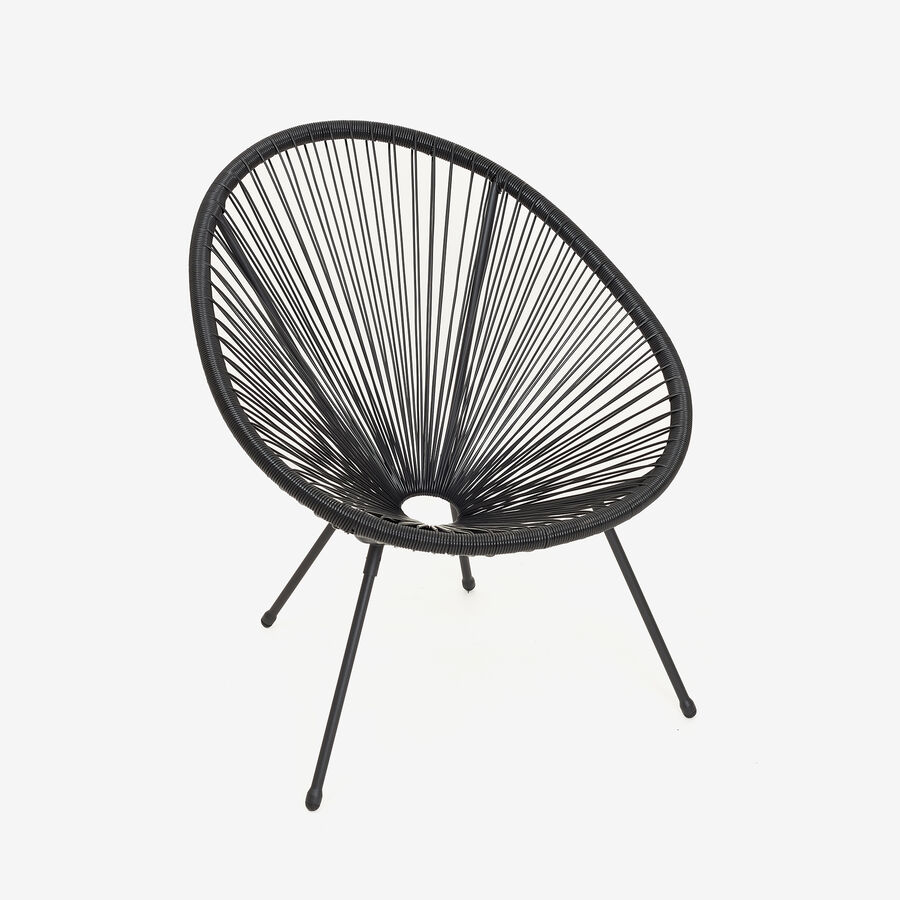 Silla de jardín de ratán sintético y acero negro Acapulco 72x90x83cm