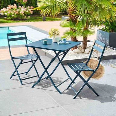 Silla de jard&iacute;n plegable de acero azul Dixie 42x51x81cm