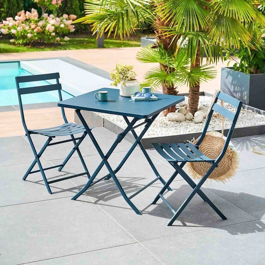 Silla de jard&iacute;n plegable de acero azul Dixie 42x51x81cm