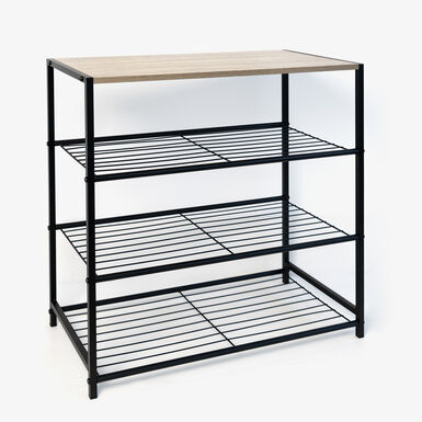 Mueble auxiliar zapatero de 3 baldas negro de acero y MDF Loft 60x30x63,5cm