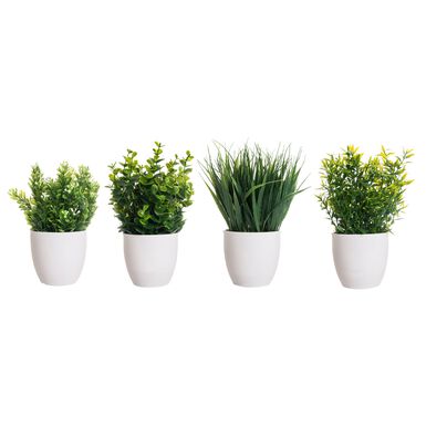 Maceta con planta artificial en varios modelos 11x11x24cm