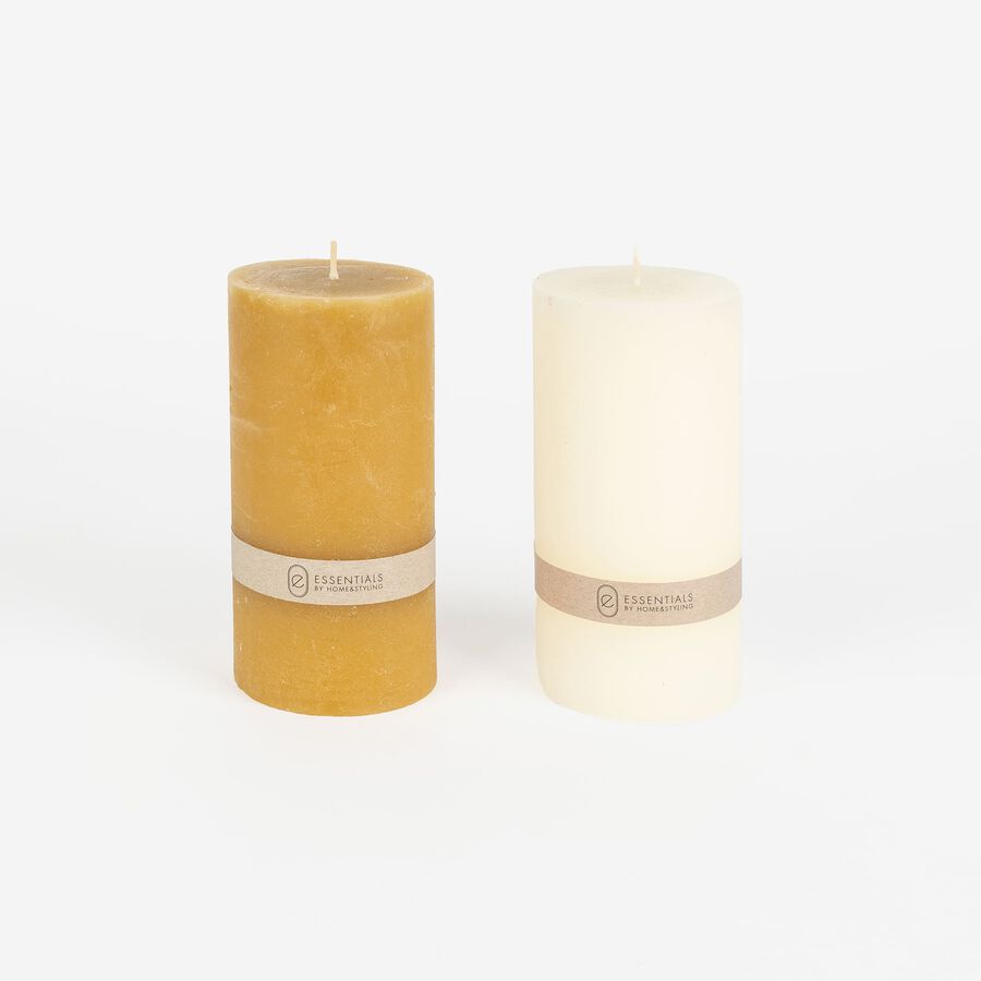 Vela decorativa cilindro crema Kanea &Oslash;7x14cm