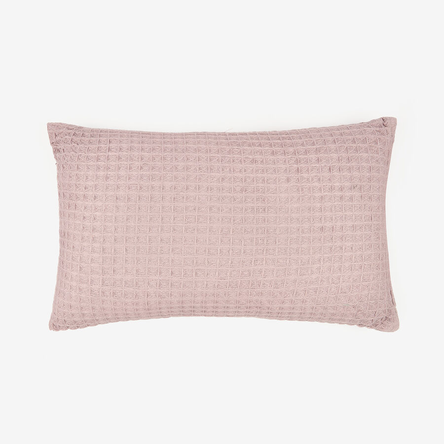 Coj&iacute;n de algod&oacute;n lila Waffle 30x50cm