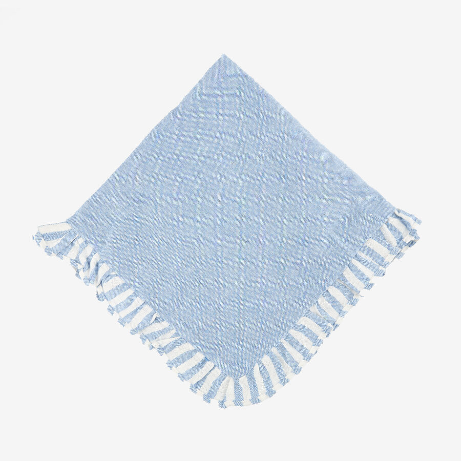 Funda de cojín de algodón volante azul Timoti 45x45cm