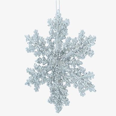 Bola de Navidad de copo de nieve plateada 15cm