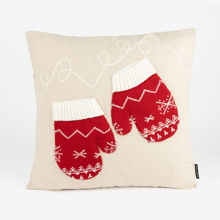 Funda de coj&iacute;n con guantes tricot 45x45cm