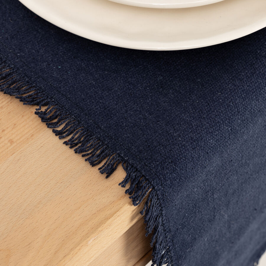 Camino de mesa de algodón azul marino Maya 140x38cm