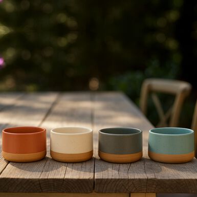 Set de 4 boles de gres de colores Ø9x5cm